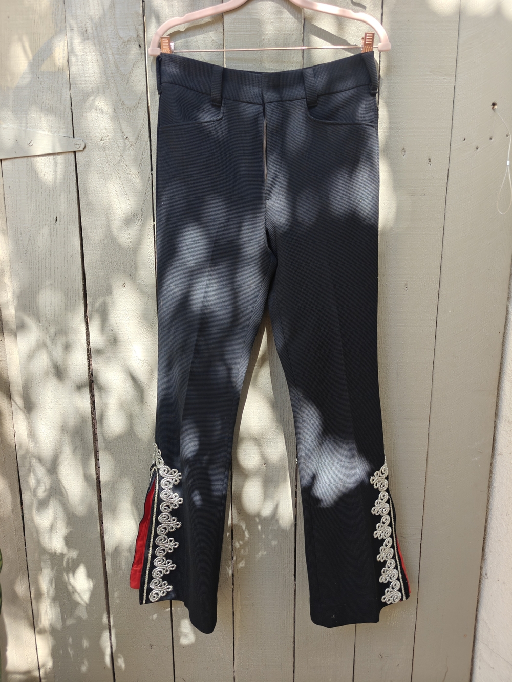Black Pants with Red Side Accent and Lace Trim- Matador Esque